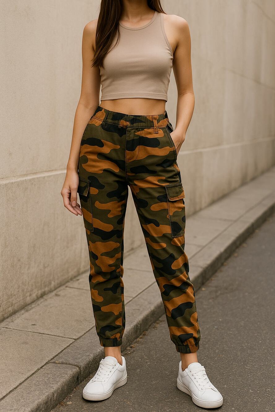 Camo Jogger Pants VIP Jeans Sculpting Stretch Cargo Style Women’s 7/8